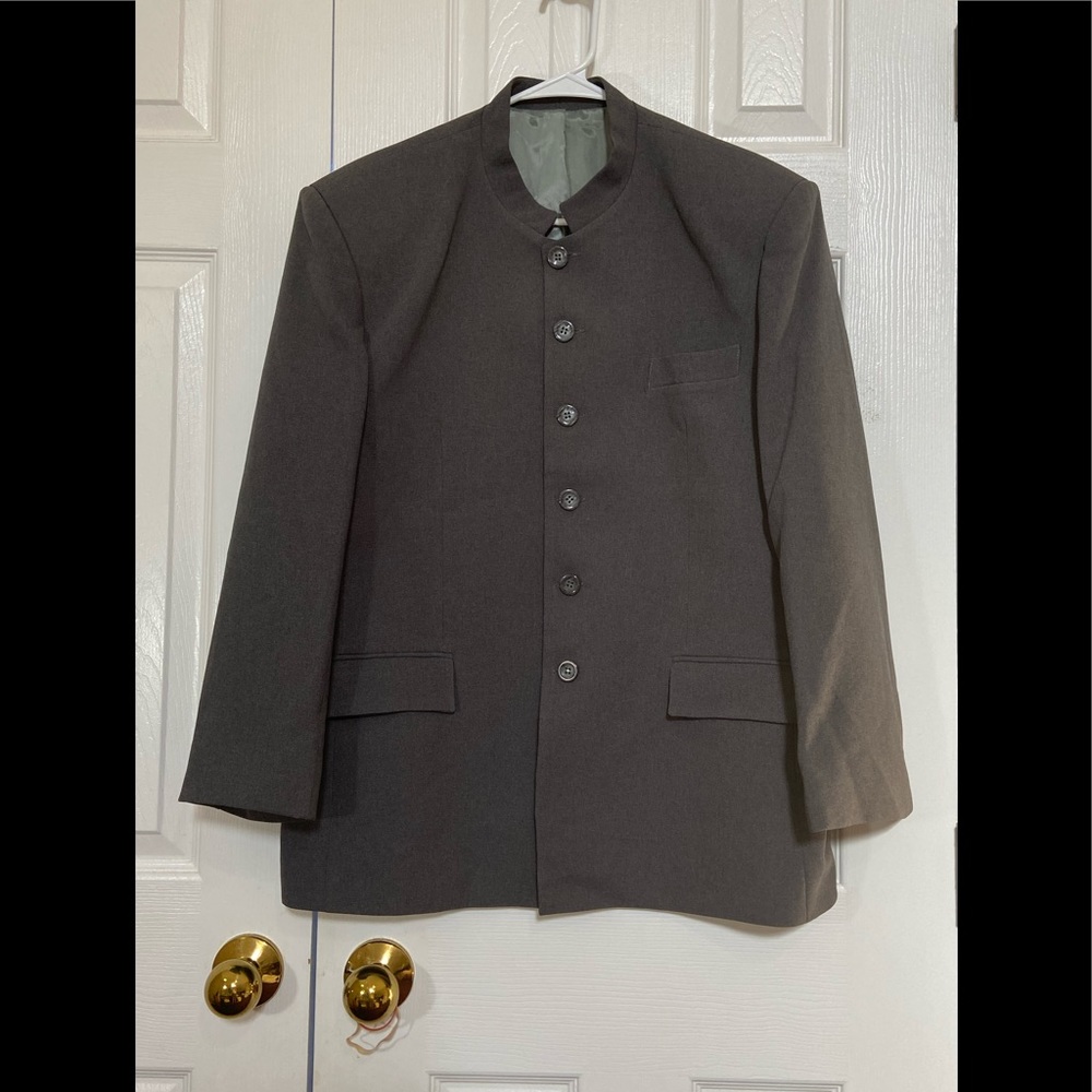 🌺 Gray Mandarin Collar Suit